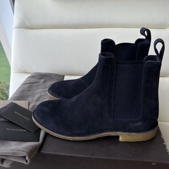 NEW $820 Bottega Veneta Blue Calf Suede Ankle Boots 44 Eu 312345 main image 5